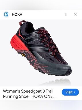 HOKA Speedgoat 3 Trail Shoe - Black & Red Accent - Women